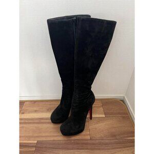 Womens Christian Louboutin Suede Black Boots Size 35 US size 5